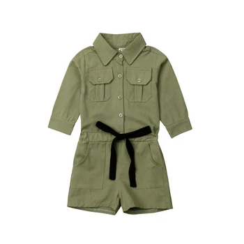 Kids Romper Clothes Baby Girl Long Sleeve waistband Jumpsuit Pocket Button Short Pants Army Green Playsuit One-Piece Outfit 2-7T
Kids Romper Clothes Baby Girl Long Sleeve waistband Jumpsuit Pocket Button Short Pants Army Green Playsuit One-Piece Outfit 2-7T