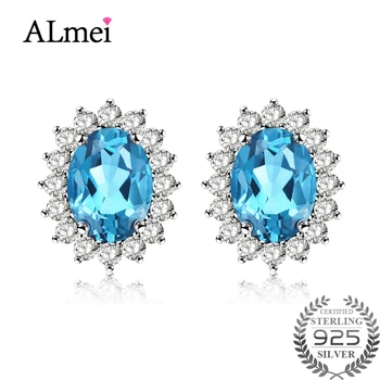 Almei 1.7ct Blue Topaz Earrings Stud 925 Sterling Silver Fashion Princess Diana Engagement Wedding Accessories with Box 10%CR006
Almei 1.7ct Blue Topaz Earrings Stud 925 Sterling Silver Fashion Princess Diana Engagement Wedding Accessories with Box 10%CR006