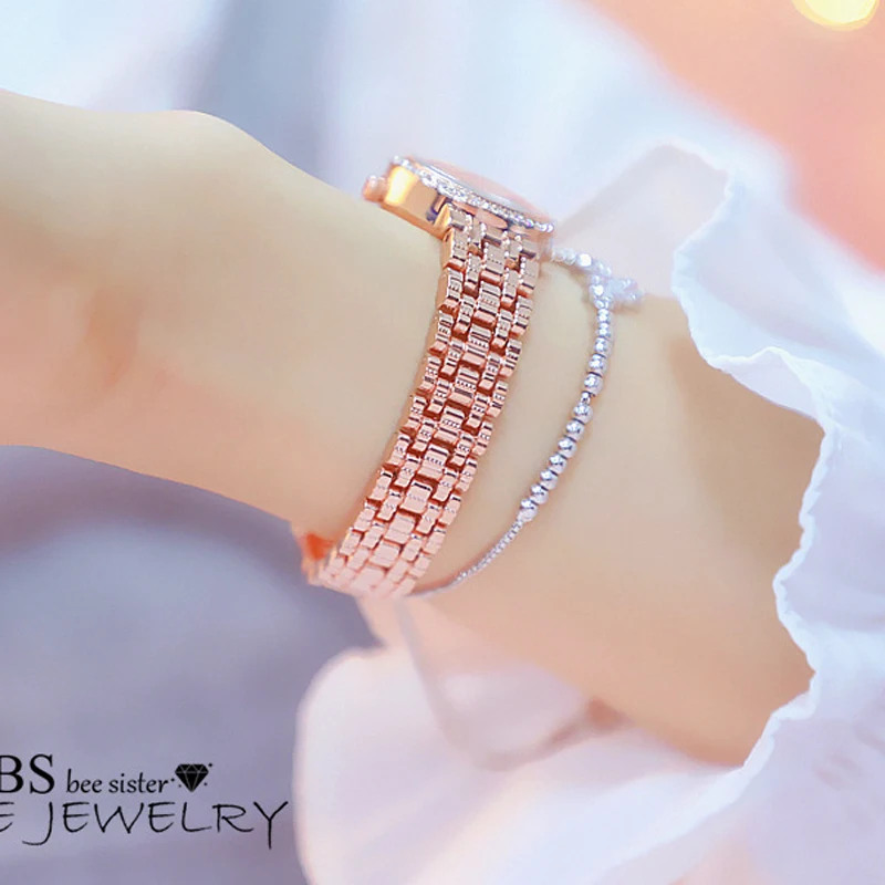 Женские часы с бриллиантами розовое золото для женщин маленьким циферблатом