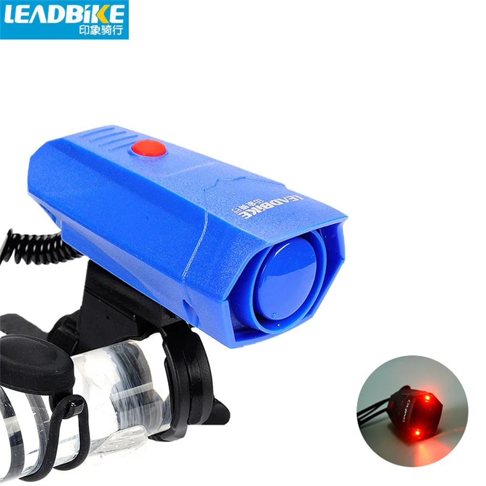 

Leadbike Bicycle Horns Updated Version With LED Front Light 6 Sounds Bicycle Electronic Handlebar Ring Bell Horn Bike Air Alarm