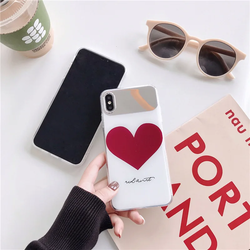 Case For Iphone XR Case Iphone 7 6 6s 8 Plus Cute Heart Phone Cover With Makeup Mirror For Iphone X XS Mas Girl Case 2019 Case For Iphone XR Case Iphone 7 6 6s 8 Plus Cute Heart Phone Cover With Makeup Mirror For Iphone X XS Mas Girl Case 2019