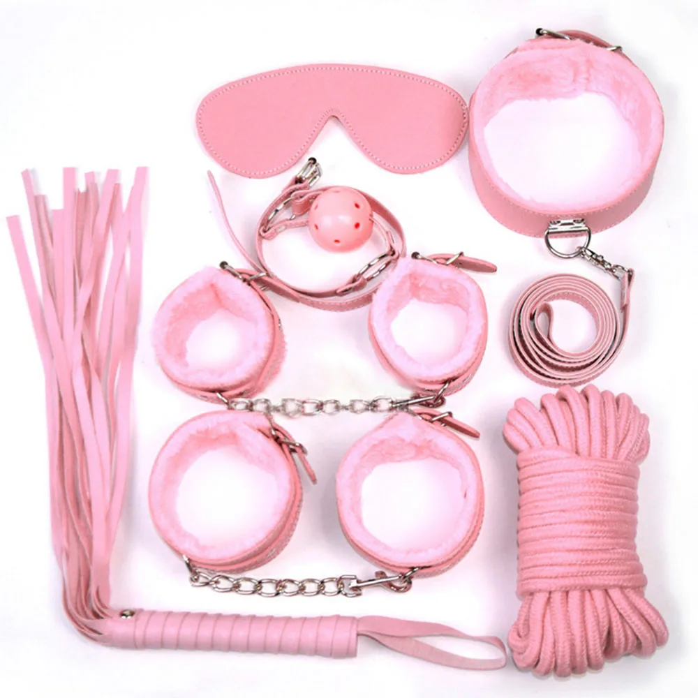 Pink Faux Leather Soft Fur Handcuffs Ankle Cuffs Fantasy Lover Roleplay Set