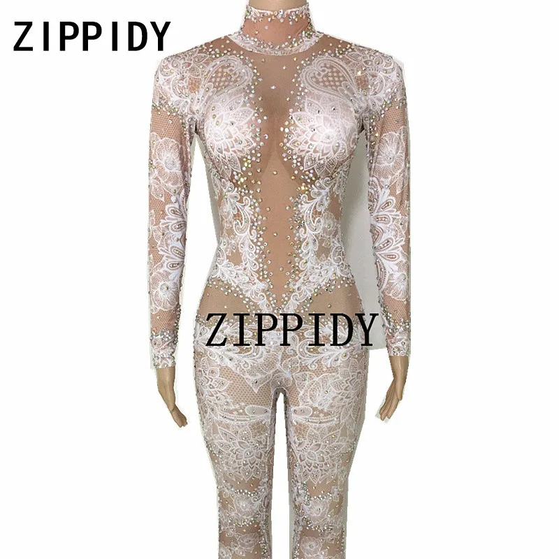 Glisten Crystals White Flowers Pattern Jumpsuit Female Singer One-piece Bodysuit Nightclub Dance Party Oufit Stretch Sexy Wear
Glisten Crystals White Flowers Pattern Jumpsuit Female Singer One-piece Bodysuit Nightclub Dance Party Oufit Stretch Sexy Wear