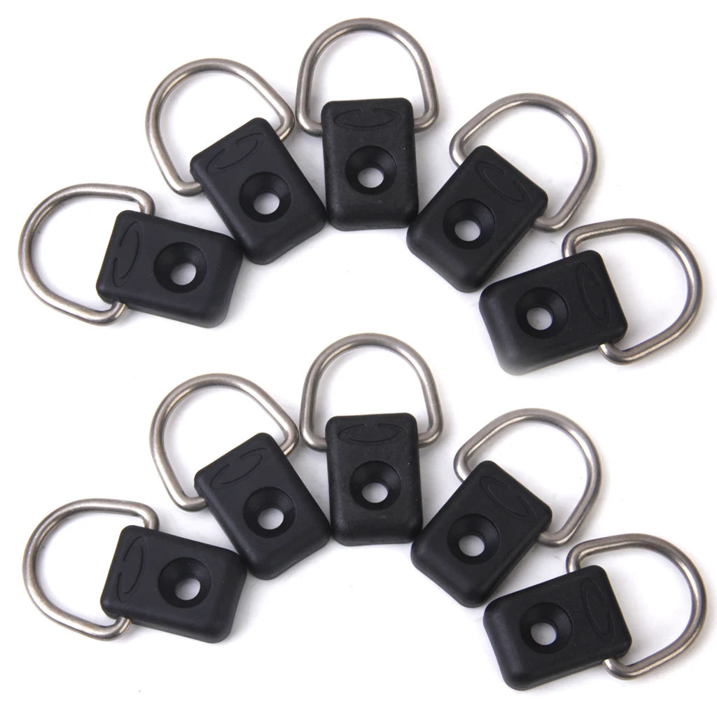 Kayak 10x Marine Pad/Strap Eye Deck Loop + 10x D Ring Fitting For Boat Canoe Water Sports Kayaking Canoeing Rafting Accessories