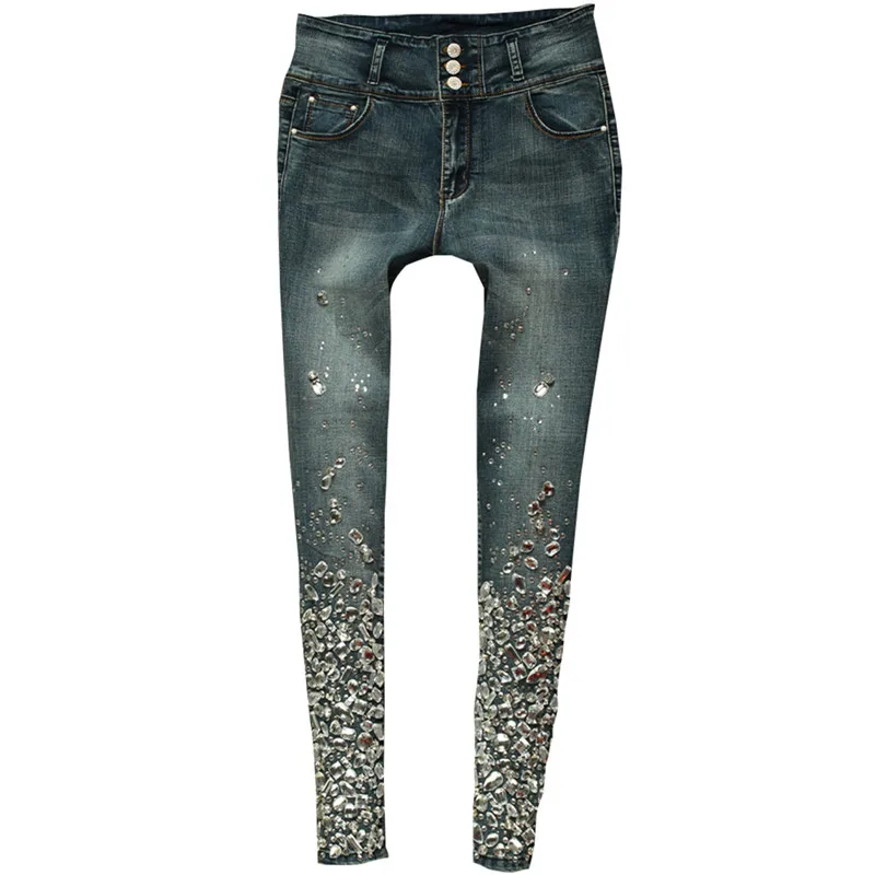 Sexy Skinny Jeans High Waist Pencil Stretch Pants Luxury Diamond Hand Beaded Rhinestone Black Elastic Denim Jeans Pants SIZE 40
Sexy Skinny Jeans High Waist Pencil Stretch Pants Luxury Diamond Hand Beaded Rhinestone Black Elastic Denim Jeans Pants SIZE 40