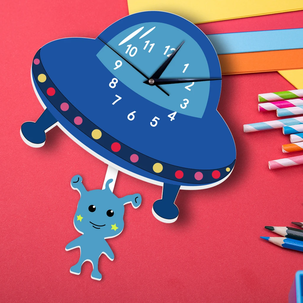 Japanese Adorable Pendulum Clock Funny Crafts Swinging Tail Wall Clock Kit for Kid's Nursery Children's Bedroom Decor