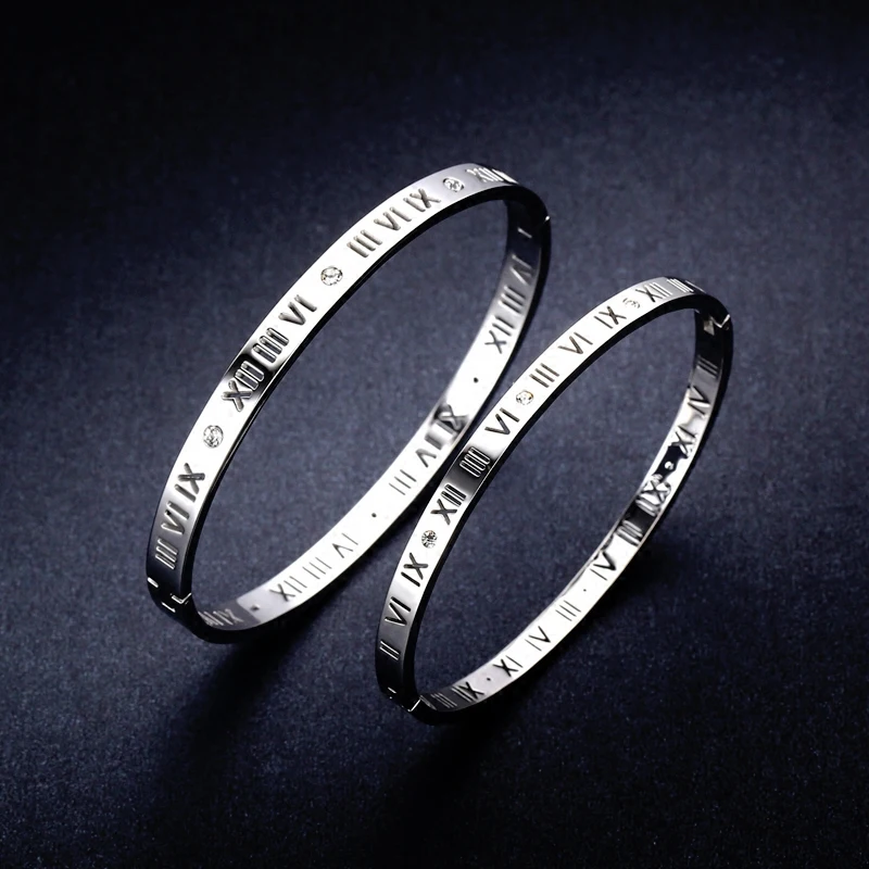 New Arrival Quality Rose Gold color Roman Numerals and Rhinestone Women Bangle / Fashion Women Stainless Bangle Jewelry
New Arrival Quality Rose Gold color Roman Numerals and Rhinestone Women Bangle / Fashion Women Stainless Bangle Jewelry