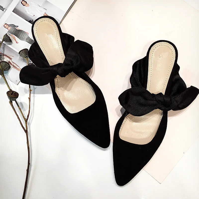 Women's Real Suede Leather Sweet Bowtie Slip-on Low Heel Elegant Ladies Slides Brand Designer Pointed Toe Summer Sandalias Shoes
Women's Real Suede Leather Sweet Bowtie Slip-on Low Heel Elegant Ladies Slides Brand Designer Pointed Toe Summer Sandalias Shoes