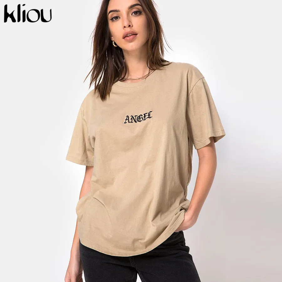 Kliou women casual t-shirt long loose top 2019 summer female o-neck short sleeve fashion street tshirt letter print top tee
Kliou women casual t-shirt long loose top 2019 summer female o-neck short sleeve fashion street tshirt letter print top tee