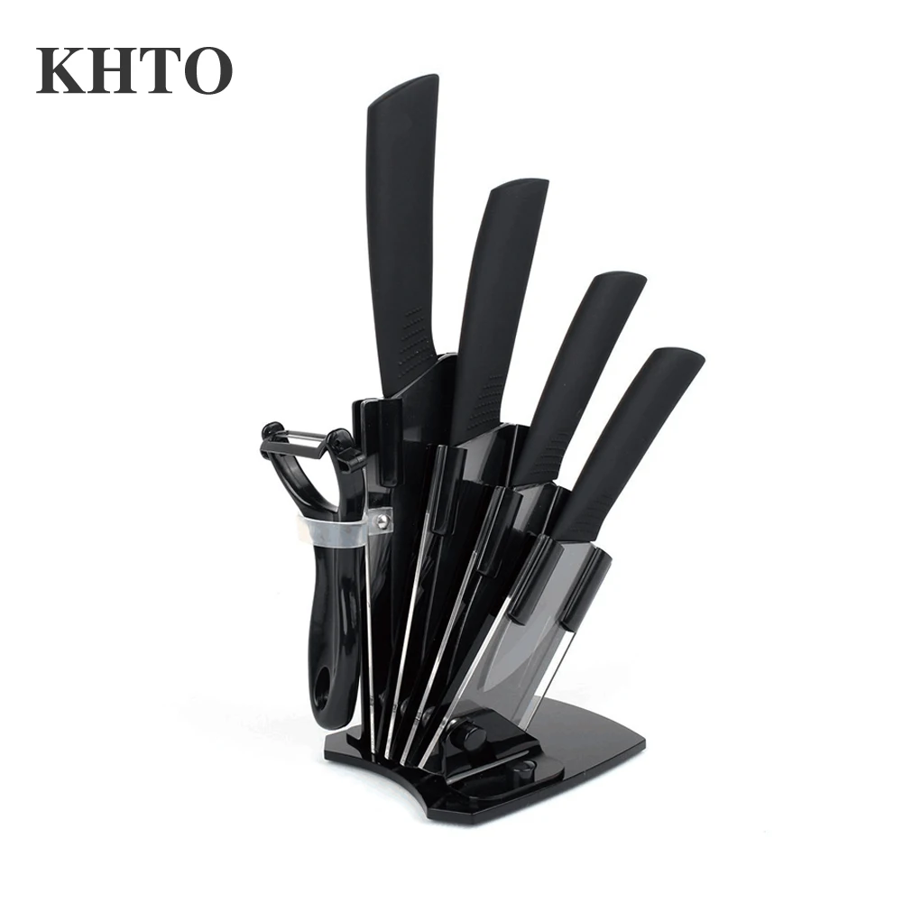 KHTO Kitchen knives Ceramic Knives Accessories set 3" Paring 4" Utility 5" Slicing 6" chef Knife+Holder+Peeler Black Blade
KHTO Kitchen knives Ceramic Knives Accessories set 3" Paring 4" Utility 5" Slicing 6" chef Knife+Holder+Peeler Black Blade