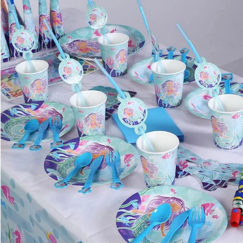 Little Mermaid Party Decoration Mermaid Birthday Party Disposable Tableware Kit Under the Sea Girl First Birthday Party Supply
Little Mermaid Party Decoration Mermaid Birthday Party Disposable Tableware Kit Under the Sea Girl First Birthday Party Supply