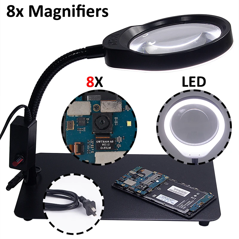 8X Lamp with Magnifying Glass and Led Light screen table magnifier mobile phone lupa para movil optometry dental binoculars
8X Lamp with Magnifying Glass and Led Light screen table magnifier mobile phone lupa para movil optometry dental binoculars