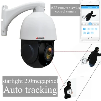 

H.265/264 starlight 20x optical zoom 2MP high speed dome camera ONVIF P2P 1080P network auto tracking PTZ IP camera Optional POE