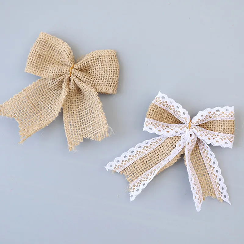 Natural Handmade Jute Burlap Hessian White Lace Flower Bow Handmade Decoracion Retro Wind Gift Packaging Christmas Wedding Decor
Natural Handmade Jute Burlap Hessian White Lace Flower Bow Handmade Decoracion Retro Wind Gift Packaging Christmas Wedding Decor