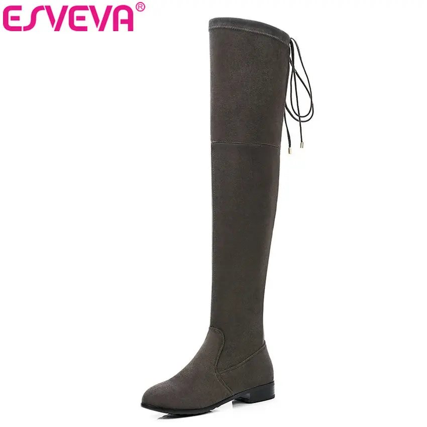 ESVEVA 2019 Lace Up Women Over The Knee Boots Flock Square High Heels Winter Autumn Shoes Round Toe Boots Woman Shoes Size 34-43
ESVEVA 2019 Lace Up Women Over The Knee Boots Flock Square High Heels Winter Autumn Shoes Round Toe Boots Woman Shoes Size 34-43