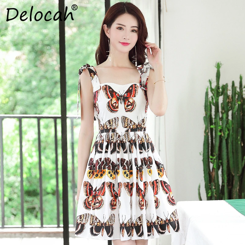 Delocah 100% Cotton Fashion Designer Summer Dress Women Bow Spaghetti Strap Backless Vintage Butterfly Printed Mini Dress
Delocah 100% Cotton Fashion Designer Summer Dress Women Bow Spaghetti Strap Backless Vintage Butterfly Printed Mini Dress