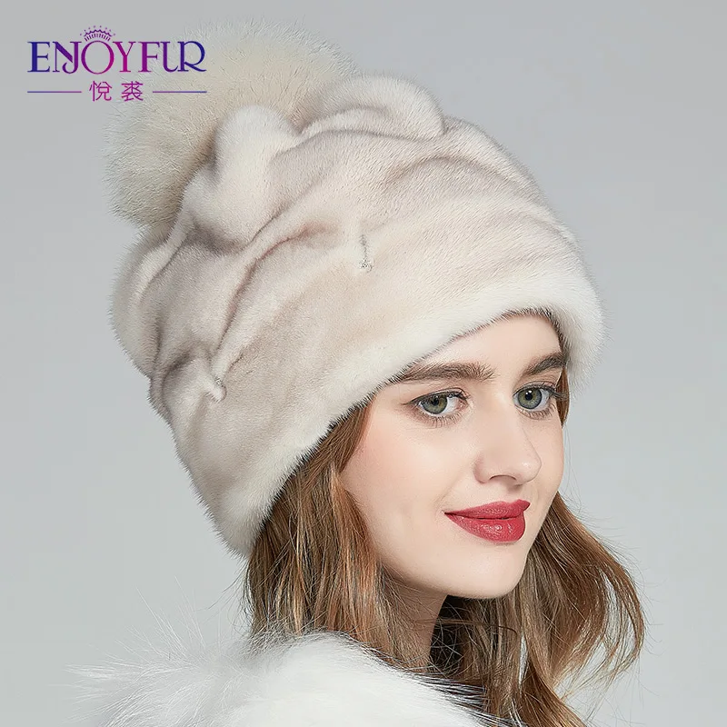 NJOYFUR Whole Mink Fur Winter Hats For Women Luxury Real Fur Pompom Cap With Rhinestone 2018 New Fashion Warm Beanies 
NJOYFUR Whole Mink Fur Winter Hats For Women Luxury Real Fur Pompom Cap With Rhinestone 2018 New Fashion Warm Beanies