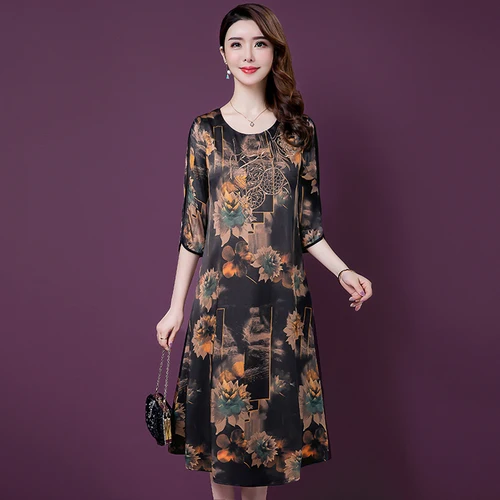 2019 Spring Summer Fashion Five-minutes Sleeve Silk Women Dress New Style Big Code High End Elegant Temperament Female Dresses
2019 Spring Summer Fashion Five-minutes Sleeve Silk Women Dress New Style Big Code High End Elegant Temperament Female Dresses