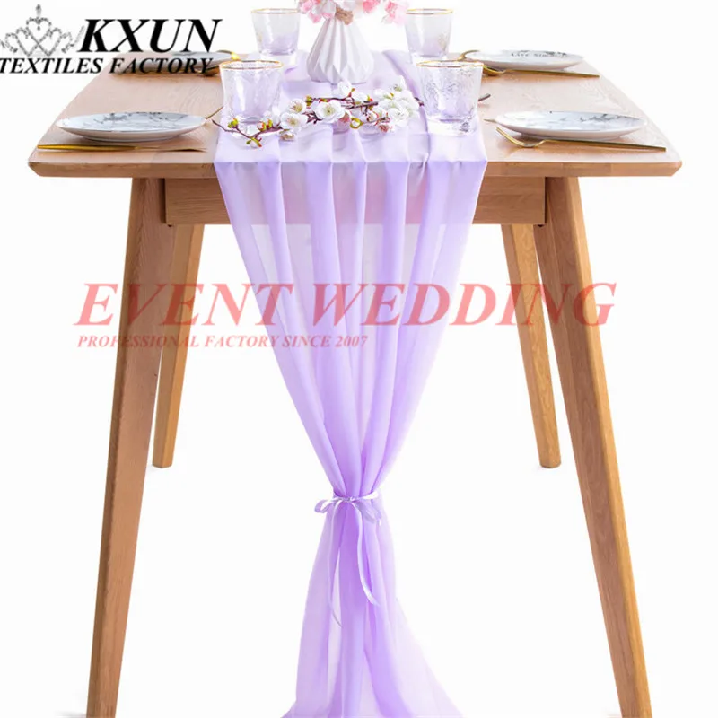 Customized-wholesale-plain-weddi-tables-runner-purple