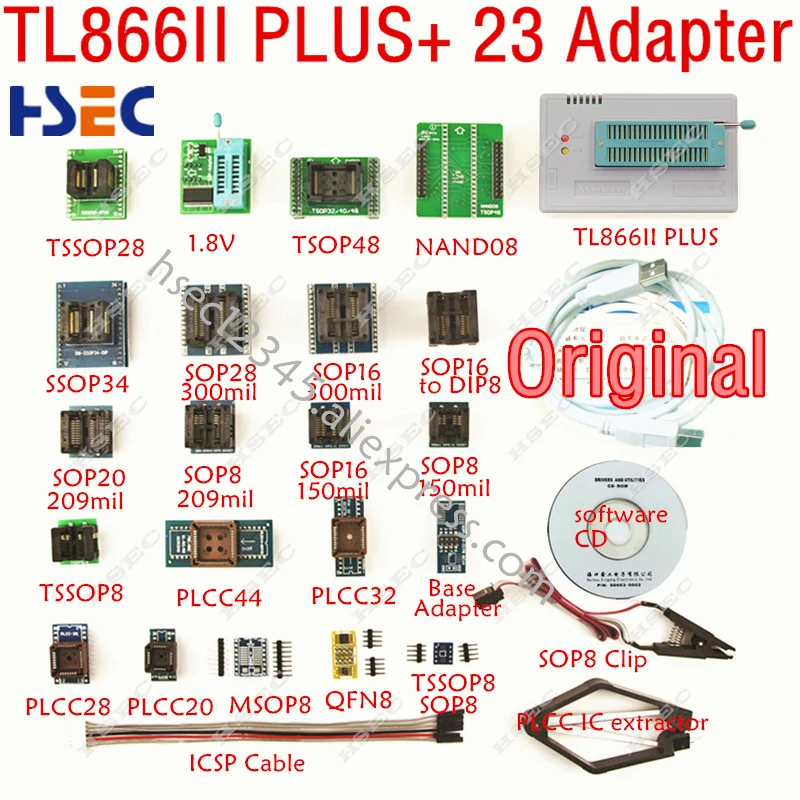 XGecu Original latest version TL866ii plus programmer+23 adapter SOP8 IC Clipreplace MiniPro TL866CS TL866A Universal programmer
XGecu Original latest version TL866ii plus programmer+23 adapter SOP8 IC Clipreplace MiniPro TL866CS TL866A Universal programmer