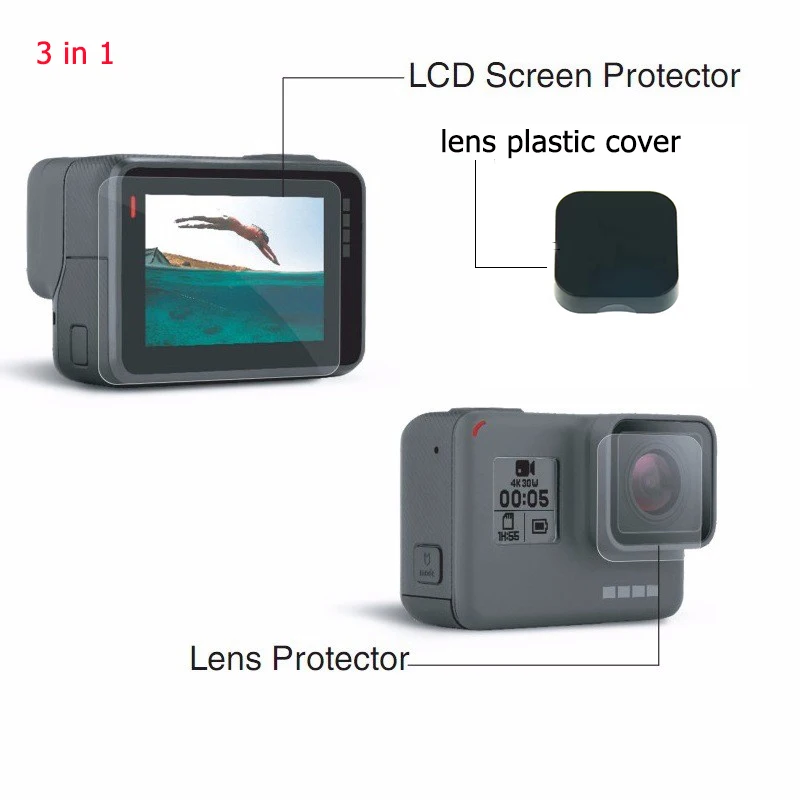 New-3-in-1-Gopro-hero-5-Accessories-lens-Screen-Protector-Cover-Lens-Protecive-Film-For