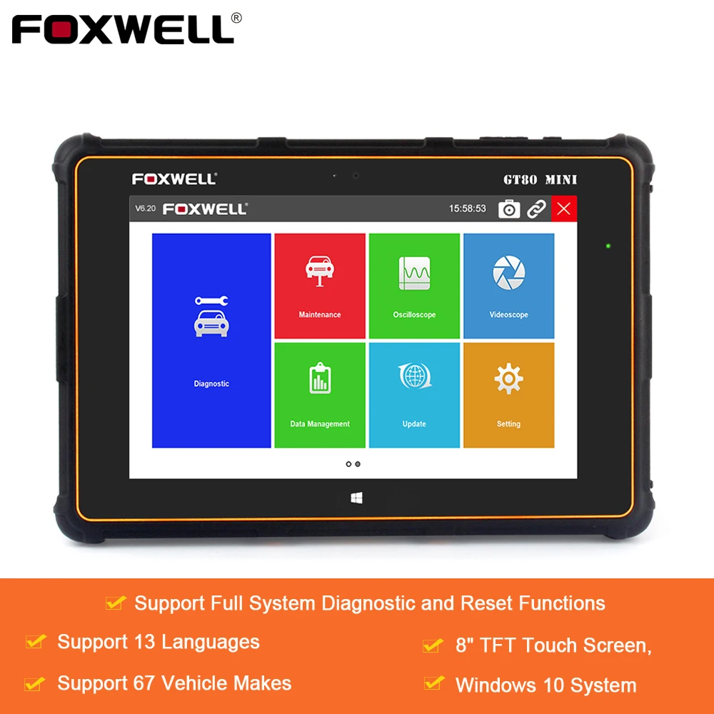 Foxwell GT80 Mini 8'inch Professional OBD Full System Diagnostic Reset Tool DPF Regeneration Injector Coding Auto OBD2 Scanner
Foxwell GT80 Mini 8'inch Professional OBD Full System Diagnostic Reset Tool DPF Regeneration Injector Coding Auto OBD2 Scanner