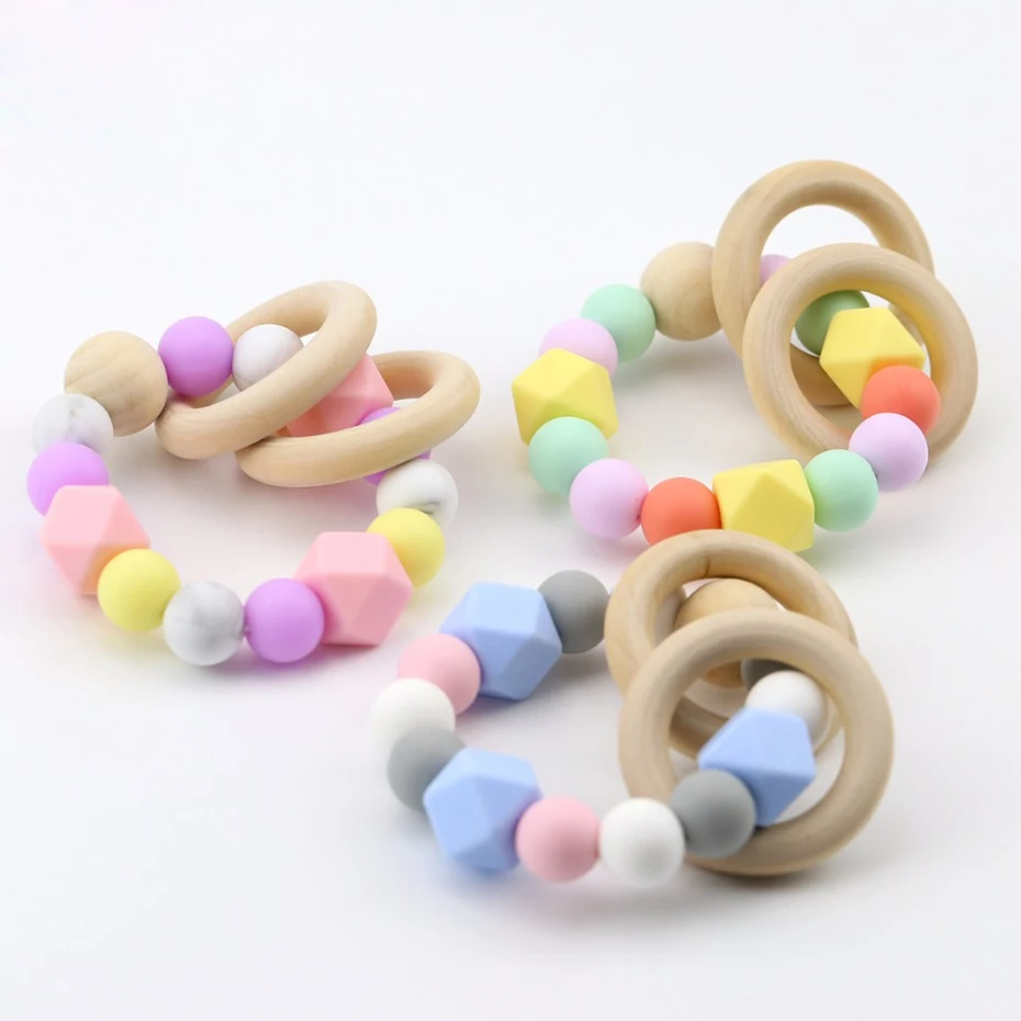 Bite Bites Silicone Baby Teether Bracelet Food Grade Teether Multicolour Round Bead Wooden Ring Baby Accessories Bijtring
Bite Bites Silicone Baby Teether Bracelet Food Grade Teether Multicolour Round Bead Wooden Ring Baby Accessories Bijtring