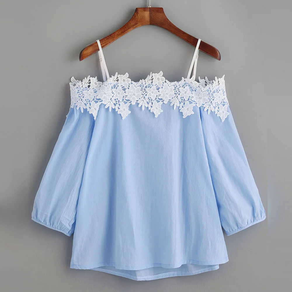 Womens Off shoulder Lace Shirt Open Back Solid Color Loose Lace Cropped Sleeve Top Ladies Tops Tee Blouse blusas manga curta 3
Womens Off shoulder Lace Shirt Open Back Solid Color Loose Lace Cropped Sleeve Top Ladies Tops Tee Blouse blusas manga curta 3