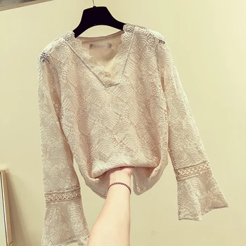 Super Fairy Lace Shirts for Women New Spring All-match V Neck Hollow Out Flare Sleeve Female Basic Top Pullovers Blouses
Super Fairy Lace Shirts for Women New Spring All-match V Neck Hollow Out Flare Sleeve Female Basic Top Pullovers Blouses