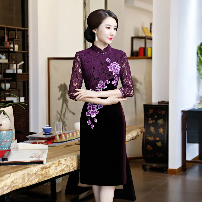 Chinese Vintage Mandarin Collar Women Qipao Vestidos Plus Size Autumn Velvet Cheongsam M-XXXL Elegant Slim Prom Party Dress
Chinese Vintage Mandarin Collar Women Qipao Vestidos Plus Size Autumn Velvet Cheongsam M-XXXL Elegant Slim Prom Party Dress