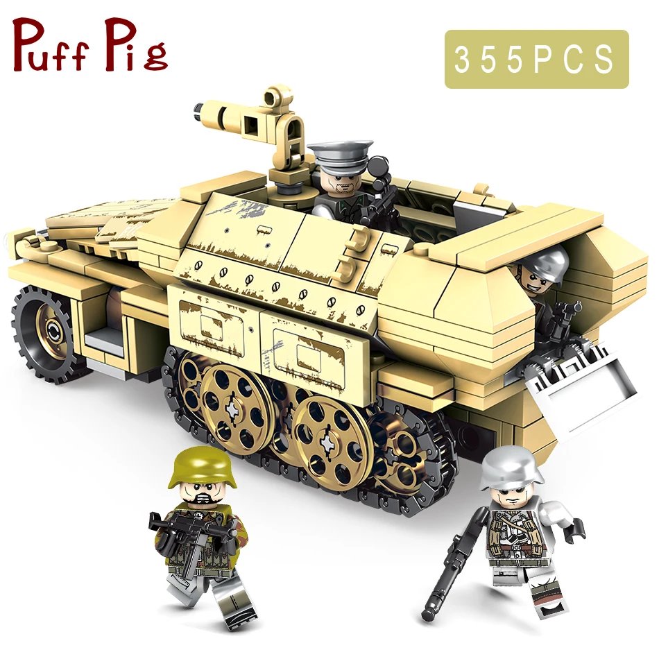 355PCS legorreta Military Half Track Armored Vehicle Truck Soldier Figures Building Blocks Juguetes Army Tank Model Kids Toys
355PCS legorreta Military Half Track Armored Vehicle Truck Soldier Figures Building Blocks Juguetes Army Tank Model Kids Toys