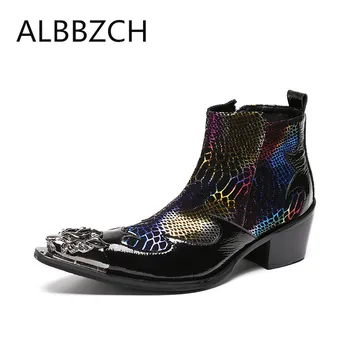 New men's fashion luxury metal pointed toe printing patent leather boots men high heels westorn cowboy club bar ankle boots man
New men's fashion luxury metal pointed toe printing patent leather boots men high heels westorn cowboy club bar ankle boots man