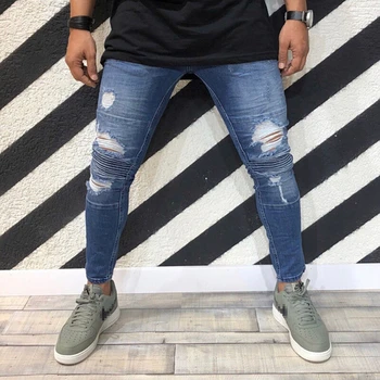 Mens Skinny Jeans Ripped Holoe Pencil Pants Elastic Slim fit Stretch Denim Distress Frayed Biker Jeans 
Mens Skinny Jeans Ripped Holoe Pencil Pants Elastic Slim fit Stretch Denim Distress Frayed Biker Jeans