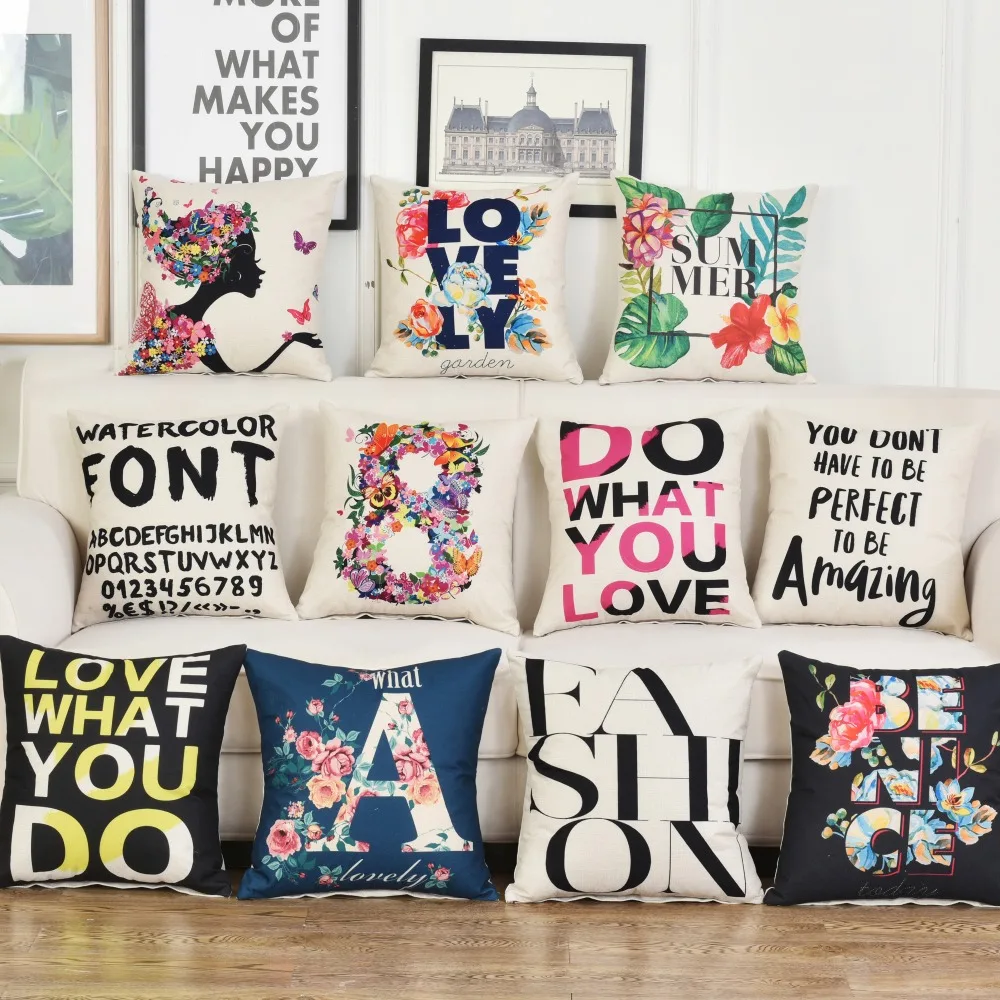 Flower Plant Cushion Covers Love Summer Letters Pillow Covers Girl Style Pillowcases 45*45cm Lovers Romantic Cushion Covers
Flower Plant Cushion Covers Love Summer Letters Pillow Covers Girl Style Pillowcases 45*45cm Lovers Romantic Cushion Covers