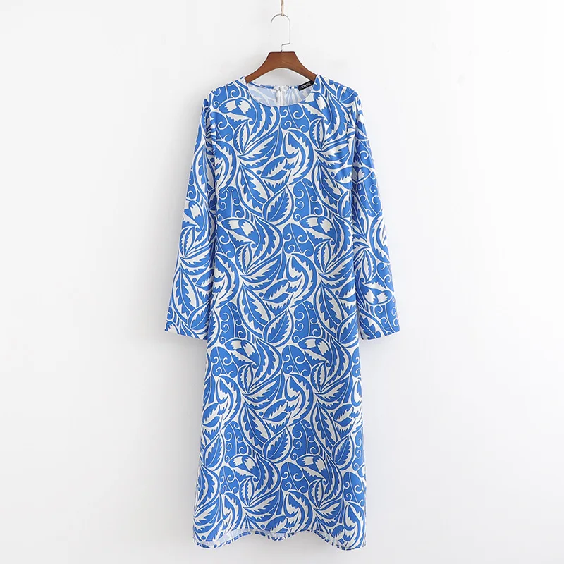 QZ185 New Arrival Slim Waist Blue Cashew Nut Print O Neck Long Sleeve Dress Women Long Sleeve Straight Vestidos
QZ185 New Arrival Slim Waist Blue Cashew Nut Print O Neck Long Sleeve Dress Women Long Sleeve Straight Vestidos
