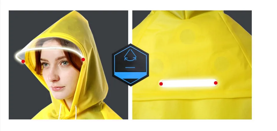 5.High quality Fashion soft Raincoats Reflective Strip Rain Coat With Breathable Mesh Outdoors Rainwear Hooded Woman And Man Universal Rain coats for Adult
