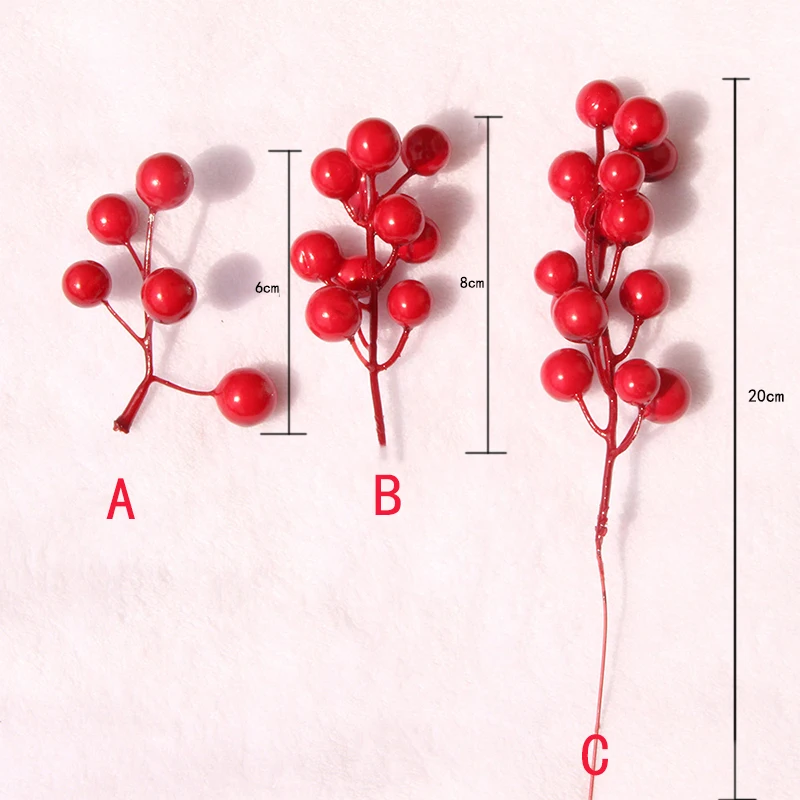 Description Picture 4 of itemRed Berries Berry String Bundle Christmas Decoration Tree Garland Wreath DIY Supplies Artificial Flowers Fruit New Year Wedding