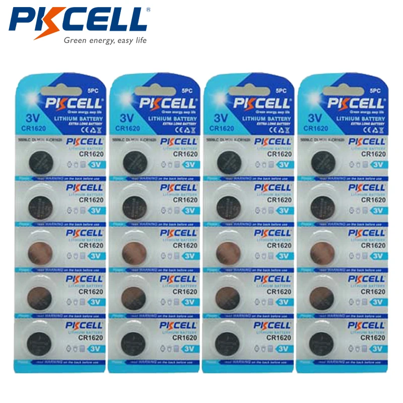 20Pcs PKCELL CR1620 DL1620 ECR1620 LM1620 5009LC 3 Volt Button Cell Battery 5pcs in 4 cards
20Pcs PKCELL CR1620 DL1620 ECR1620 LM1620 5009LC 3 Volt Button Cell Battery 5pcs in 4 cards