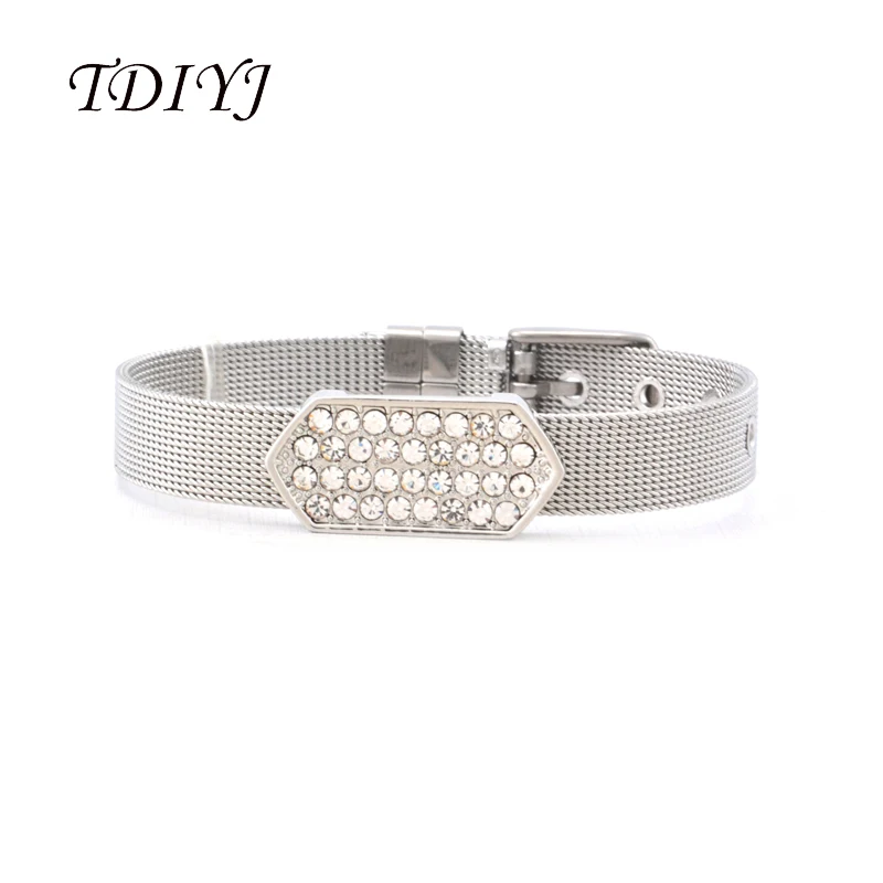 TDIYJ Deluxe KEEPER Silver Mesh Stainless Steel Keeper ing Bracelet with Crystal Geo Bar Keeper Slide Charms 1Set
TDIYJ Deluxe KEEPER Silver Mesh Stainless Steel Keeper ing Bracelet with Crystal Geo Bar Keeper Slide Charms 1Set