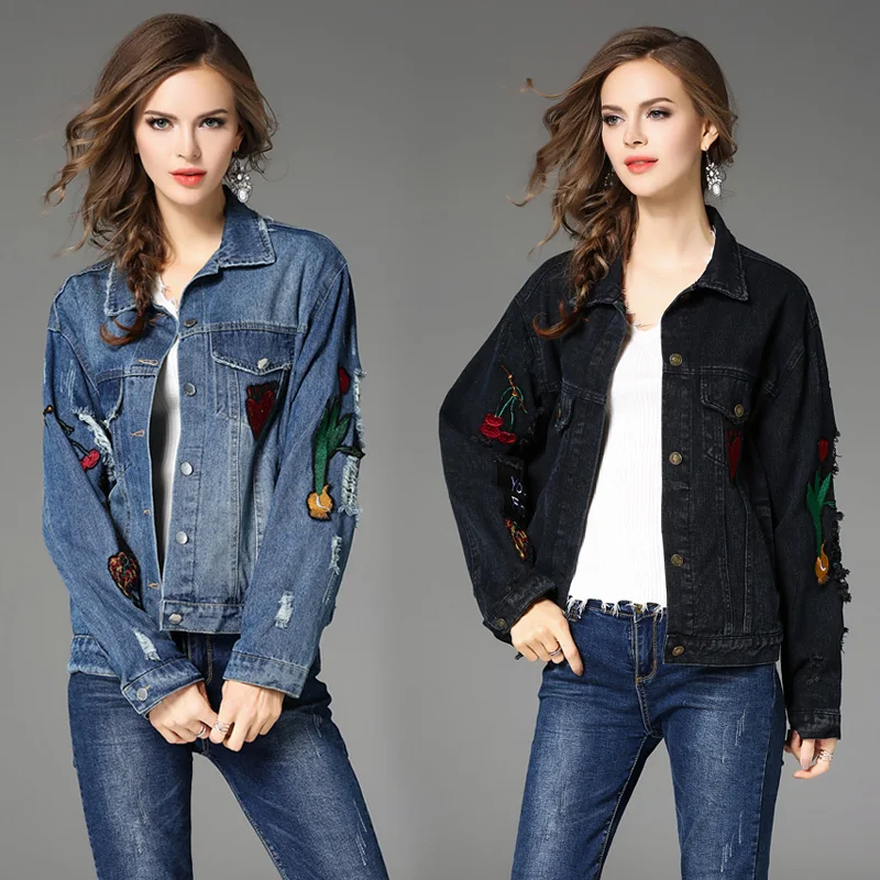 Women's denim jacket new casual Coats denim jackets black blue loose fashion embroidery female denim jacket
Women's denim jacket new casual Coats denim jackets black blue loose fashion embroidery female denim jacket
