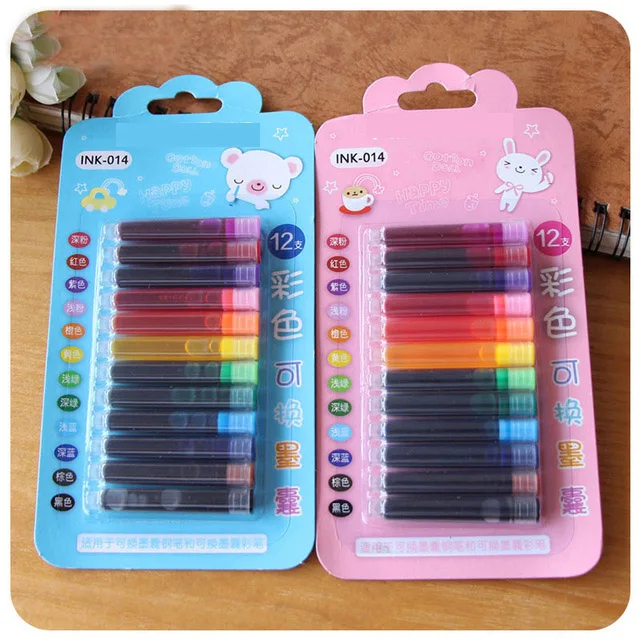 12 pcs/lot Colored Disposable Ink Sac Ink Cartridge Refills for Fountain Pen Ink Pens Kids Student Gift Stationery School Supply
12 pcs/lot Colored Disposable Ink Sac Ink Cartridge Refills for Fountain Pen Ink Pens Kids Student Gift Stationery School Supply