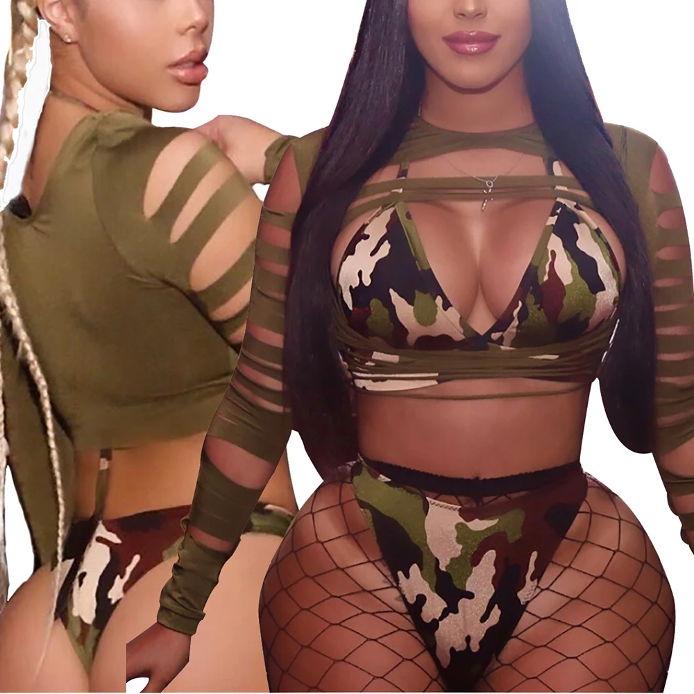 3 Pcs Camouflage Swimsuit Thong Bikini Sexy Bra Hollow Long Sleeve Swimwear Camping Biquini Swim Clothing Plus Size Femme 2019
3 Pcs Camouflage Swimsuit Thong Bikini Sexy Bra Hollow Long Sleeve Swimwear Camping Biquini Swim Clothing Plus Size Femme 2019