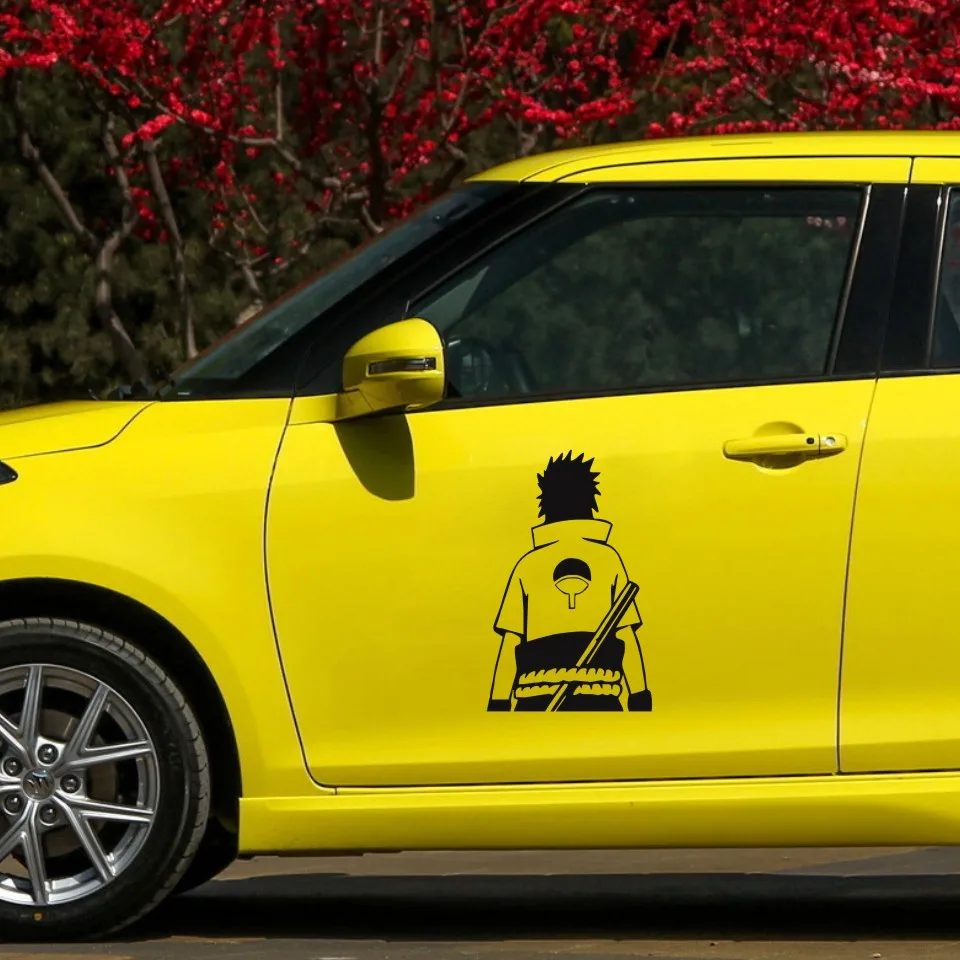 Car Window Sticker 10.9cm17.1cm Naruto Sasuke Uchiha Anime Fashion Stickers Decals Vinyl BlackSilverLaser Car Styling (8)