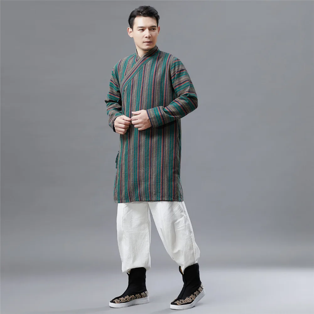 Chinese Style Autumn New Cotton and Linen Men's Wear Stripe Long Hanfu Retro Stripe Tang Costume Shirts Male D641
Chinese Style Autumn New Cotton and Linen Men's Wear Stripe Long Hanfu Retro Stripe Tang Costume Shirts Male D641