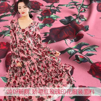 100x145cm Fashion Red Rose Print Pink Thin Chiffon Fabric For Woman Girl Summer Long Dress DIY Sewing
100x145cm Fashion Red Rose Print Pink Thin Chiffon Fabric For Woman Girl Summer Long Dress DIY Sewing