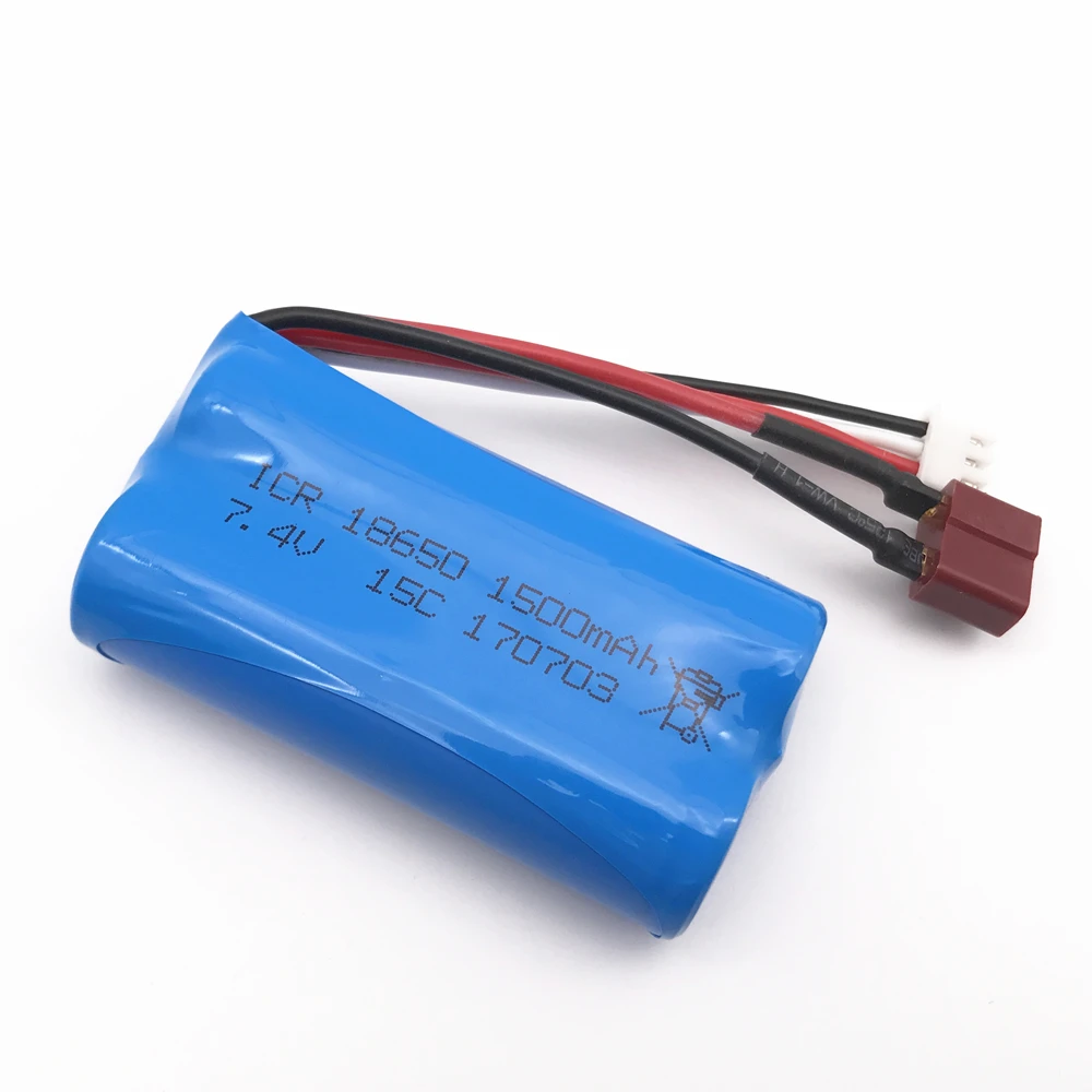 

7.4V 1500mAh Battery with T Plug for FEIYUE FY-03 FY01 FY02 Wltoys 12428 12401 12402 12403 12404 12423 + other RC Car