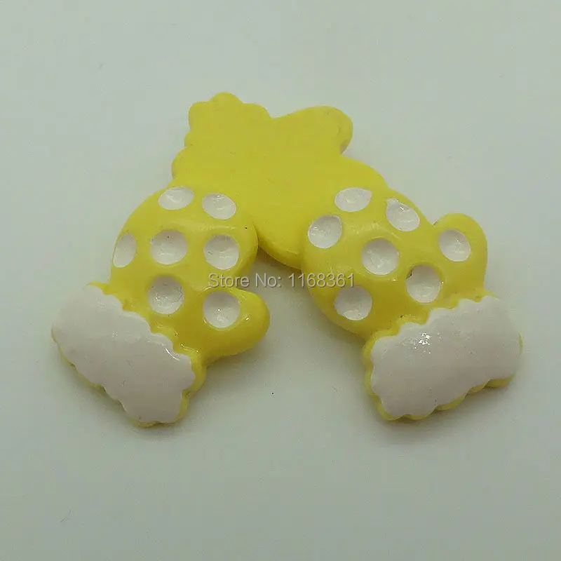1pcs/lot resin flatback yellow glove 22mm Cabochons Scrapbooking Hair Bow Center DIY Christmas decration C106-9