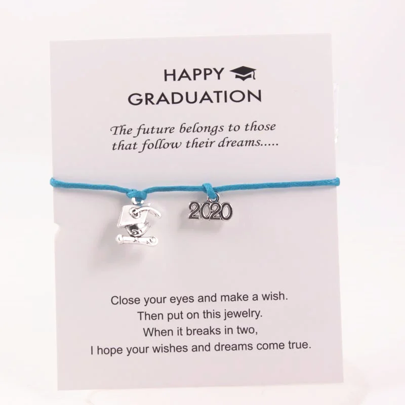 Fashion Leather Rope Bracelets 2019 2020 Bachelor Cap Dangle Charms Adjustable Wish Card Bracelets For Student Graduation Gift
Fashion Leather Rope Bracelets 2019 2020 Bachelor Cap Dangle Charms Adjustable Wish Card Bracelets For Student Graduation Gift