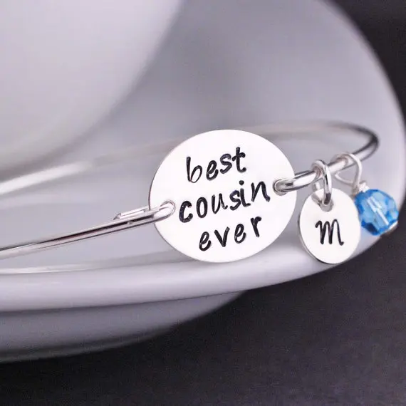 Best Cousin ever Bangle Personalized Bracelet with initial Jewelry Free Shipping YPQ0530
Best Cousin ever Bangle Personalized Bracelet with initial Jewelry Free Shipping YPQ0530