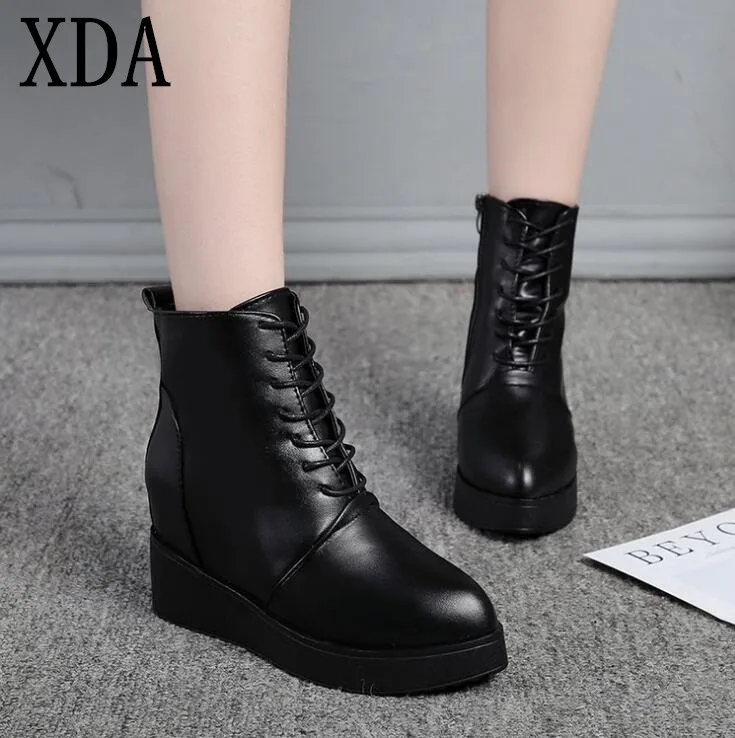 XDA 2019 Genuine Leather Autumn Boots Shoes Women Ankle Boots Female Lace-Up Wedges Boots Women Boot Platform Warm boots B255
XDA 2019 Genuine Leather Autumn Boots Shoes Women Ankle Boots Female Lace-Up Wedges Boots Women Boot Platform Warm boots B255